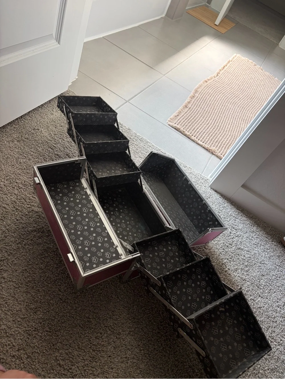 Caboodles Pink Textured Makeup Train Case